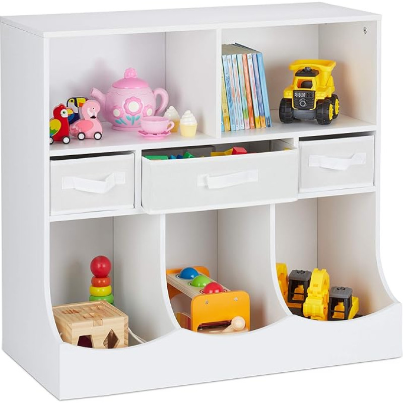 Relaxdays Children's Shelf for Toys & Books, HBD: 75 x 80 x 40 cm, 8 Compartments, Girls & Boys, Toy Shelf, White