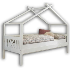 Stella Trading Stylish Single Bed 90 x 200 cm with Canopy - Comfortable Teenager's Room Bed Made of Solid Pine White - 98 x 170 x 209 cm (W x H x D)