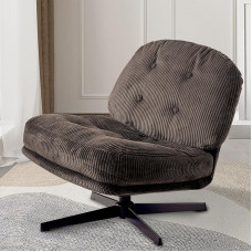 Redlife Corduroy Swivel Chair, Comfortable Reading Chair, Criss Cross Chair, Padded Living Room Chair, Comfortable Swivel Chair for Living Room, Bedroom (Coffee)