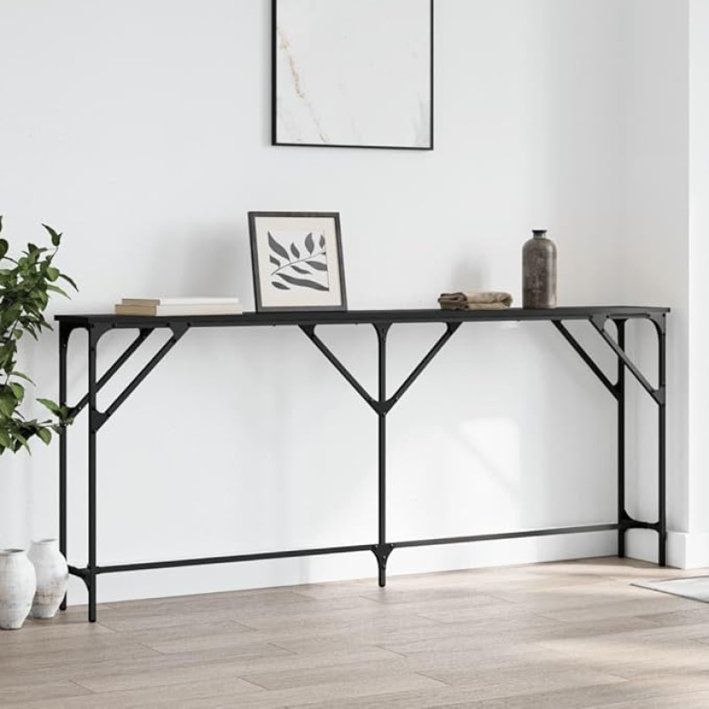 ZEYUAN 837767 Console Table, Black, 180 x 23 x 75 cm, Wood Composite, Console Table, Chest of Drawers, Side Table, Living Room Table, Side Shelf, Media Console, Side Table