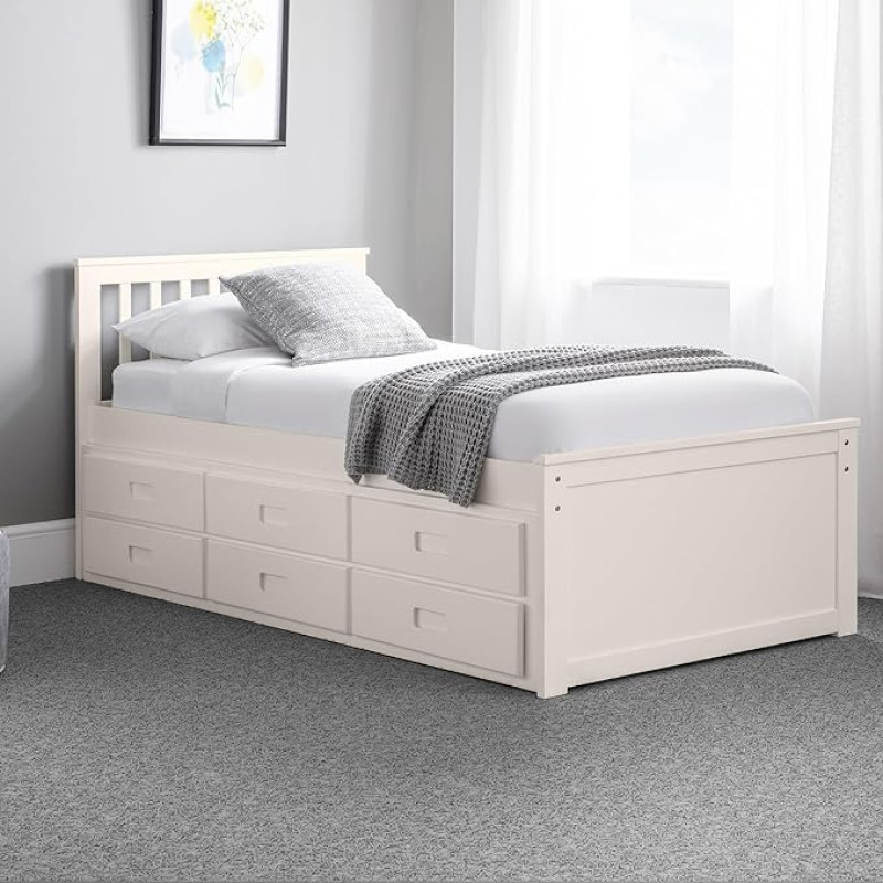 Julian Bowen Maisie Captain Bed with Underbed and Drawers, White, Single