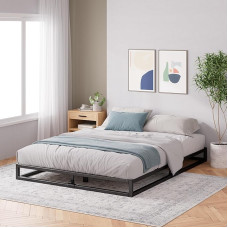 ZINUS Joseph 15 cm Metal Frame Bed | Slatted Frame | Wooden Slatted Support | Under Bed Storage Space | 140 x 200 cm | Black