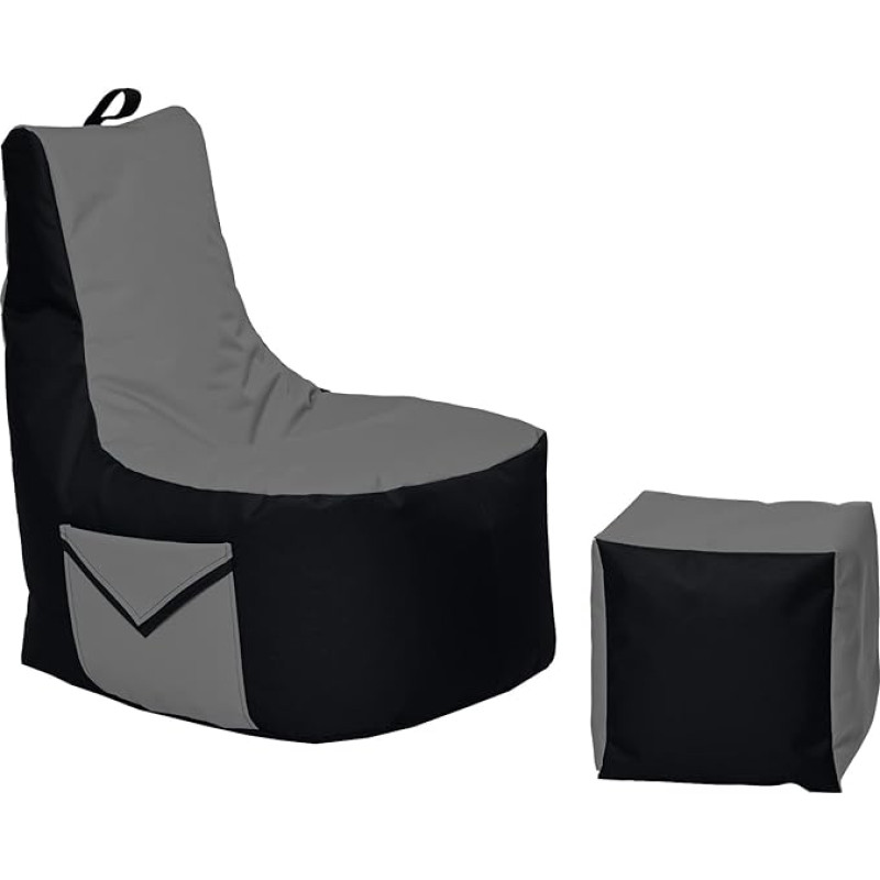 Momiralland Big Gamer Bean Bag with Backrest, Seat Cushion, Beanbag, Floor Cushion, Armchair, Suitable for Indoor and Outdoor Use, Gaming with PC, Xbox & Playstation (Black - Anthracite)