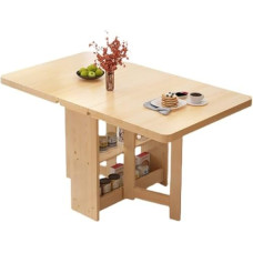 Klappbarer Küchentisch aus Massivholz mit doppellagigem Aufbewahrungsdesign für Esszimmer, Büro und Küche, robuste Unterstützung bis zu 400 kg