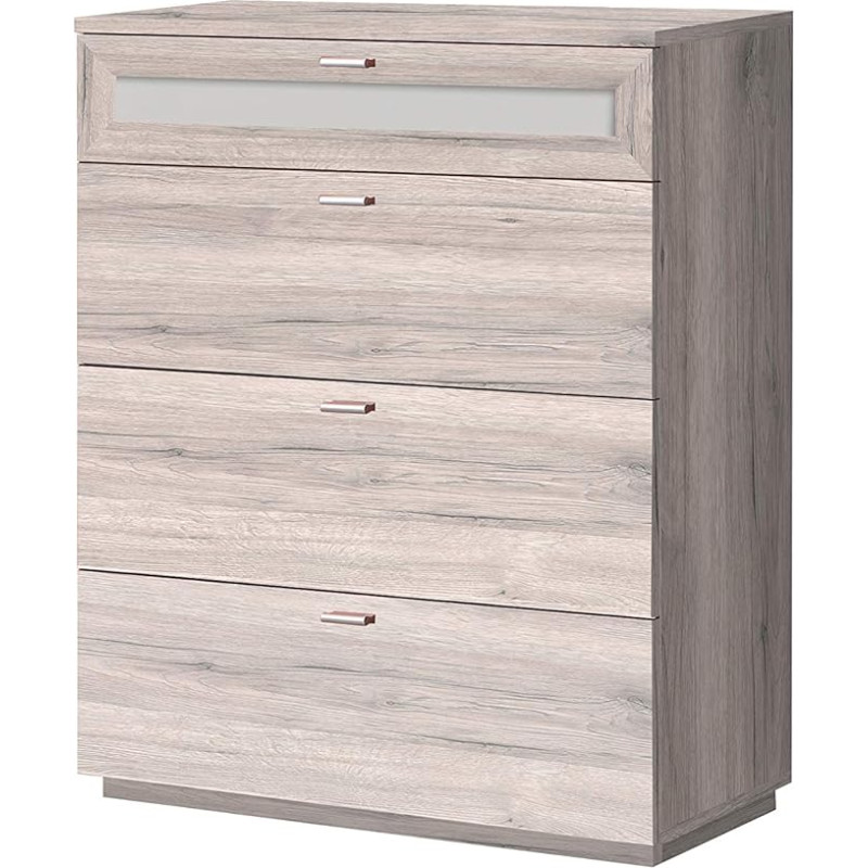 FORTE Nexus Chest of Drawers with 4 Drawers, Wooden, Sand Oak, 37.5 x 98.8 x 79.9 cm