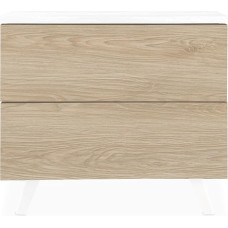 Homey Nora Nordic Style Bedside Table with 2 Drawers and Legs, Practical and Elegant Design, Wood, Andersen Oak, 52 cm (Ancho) x 50 cm (Alto) x 34.8 cm (Fondo)