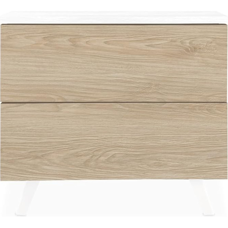 Homey Nora Nordic Style Bedside Table with 2 Drawers and Legs, Practical and Elegant Design, Wood, Andersen Oak, 52 cm (Ancho) x 50 cm (Alto) x 34.8 cm (Fondo)