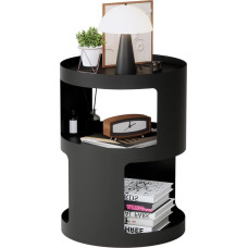 Nixaruy End Tables, Metal End Table, Modern Bedside Table, Accent Bedside Tables, 3 Tier Bedside Cabinet for Living Room, Bedroom, No Assembly Required (Black, Round)
