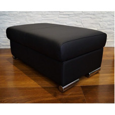 Quattro Meble Black Real Leather Stool with Storage Space Stool Cowhide Seat Cube 90 x 55 cm Footstool Upholstered Stool Real Leather Puff