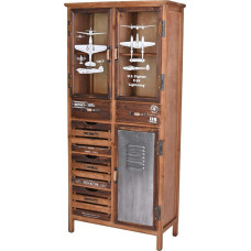 LOFT Studio Display Cabinet - Industrial Display Cabinet | Aircraft Design | Wood, Metal & Glass | 5 Drawers & 3 Doors | Vintage Loft Style LOF076 Palazzo Exclusive