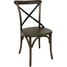 2x Bolero Wooden Dining Chair with Metal Cross Backrest 470mm Restaurants Cafe