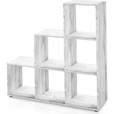 Vicco Tiered Shelf, 6 Compartments, Room Divider, Step Shelf, Bookshelf, Filing Stand, Shelving Unit (Black)