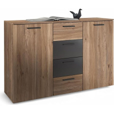 ASCHAU Chest of Drawers in Mauvella Oak Look, Graphite - Modern Chest of Drawers with Lots of Storage Space for Your Bedroom - 140 x 89 x 38 cm (W x H x D)