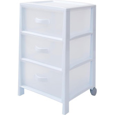 Organiser with Drawers for Bedroom, Kitchen, Bathroom and Office, White - Chest of Drawers with 3 Drawers, Polypropylene, 39.5 x 38 x 63 cm