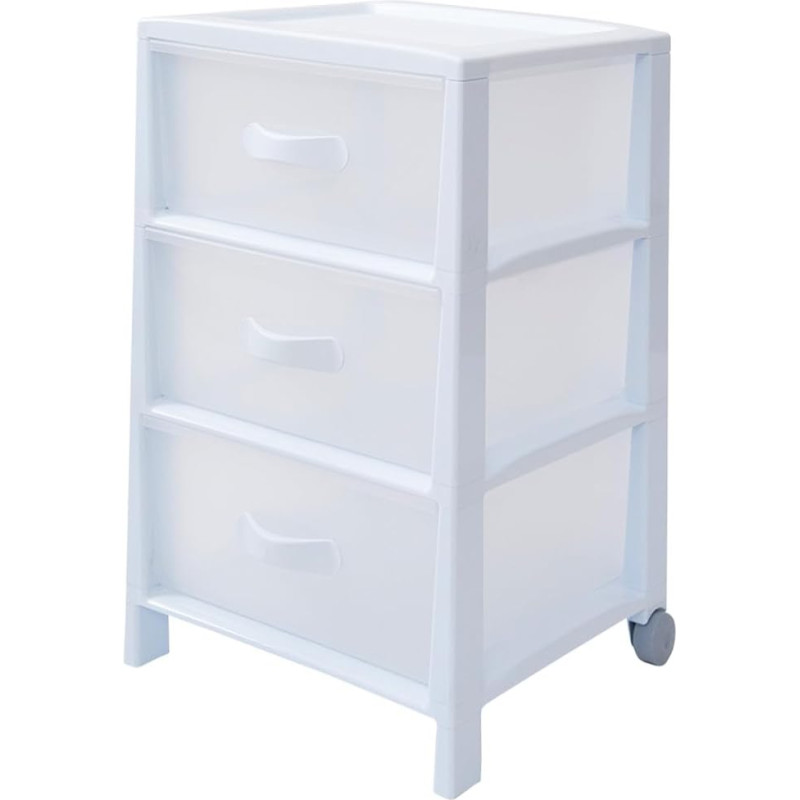 Organiser with Drawers for Bedroom, Kitchen, Bathroom and Office, White - Chest of Drawers with 3 Drawers, Polypropylene, 39.5 x 38 x 63 cm