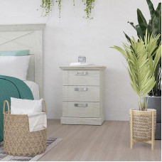 Forte VANKKA Chest of Drawers 150 160, Chest of Drawers with 6 Drawers, Modern Sideboard, Living Room Chest of Drawers, White Chest of Drawers, Wood Composite, Planked Oak Wood Decor/White, 154.7 cm