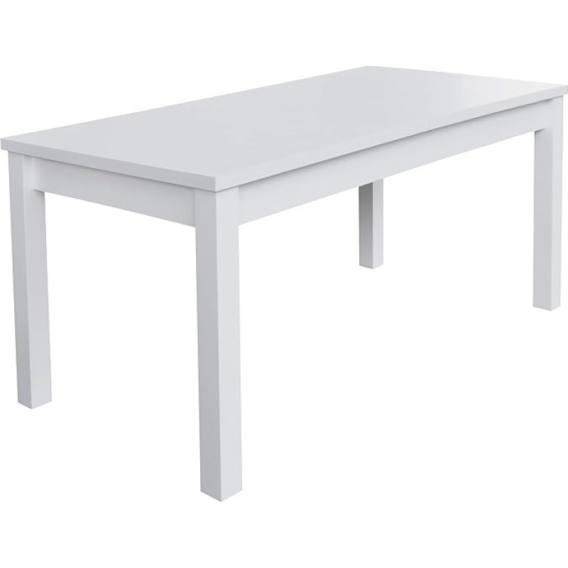 Mirjan24 Dining Room Table S18L, Practical Pull-Out Table, Dining Table, Choice of Colours, Table for Dining Room, Kitchen Table, Extendable Table (White, 80 x 160 x 200 cm)