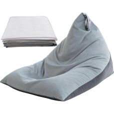 Bean Bag Chair Cover with Bean Bag Lining (No Filling) 400L Extra Large Triangular Removable and Clean Bean Bag Chair Cover Ultra Soft Lazy Sofa Premium Velvet Cover Grey