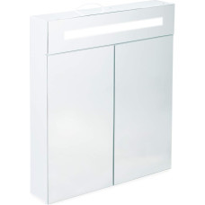 Relaxdays, 2 Doors White Mirror Cabinet 3 Compartments Socket LED Wall Cabinet Steel H x W x D 67 x 60 x 12 cm Alloy