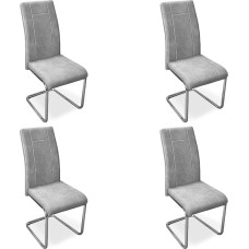 Homey Set of 4 Upholstered Chairs for Living Room Dining Room Marengo Finish with Chrome Legs Skadi Model Aluminium 42.5cm (W) x 52cm (D) x 99cm (H)