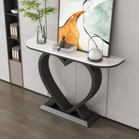 XAoSCd Contemporary Crescent Moon Console Table with Heart-Shaped Base and Antique Finish, Console Sofa, Nordic Entry/Porch Table, Long Table for This, Black-31