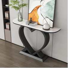 XAoSCd Contemporary Crescent Moon Console Table with Heart-Shaped Base and Antique Finish, Console Sofa, Nordic Entry/Porch Table, Long Table for This, Black-31