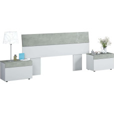 Habitdesign 13Casa Winter B12 Headboard and Bedside Table, White/Grey, 276 x 40 x 97 cm
