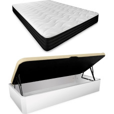 DUÉRMETE ONLINE Pack Memory Foam Mattress Pocket Visco + Folding Bed Large Capacity Side Opening Wooden White 105 x 190 cm