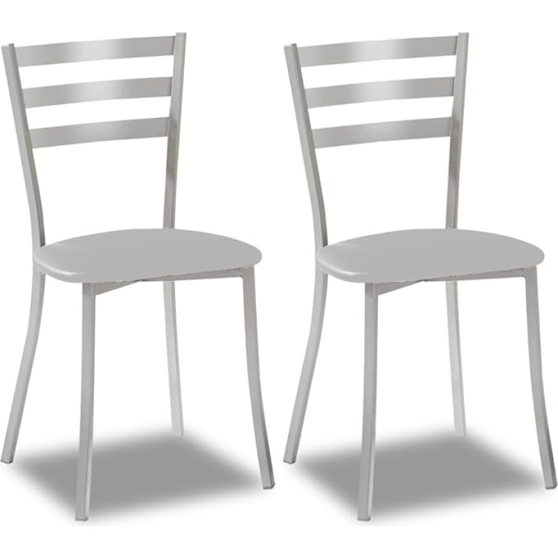 ASTIMESA SCALMGR Two Kitchen Chairs Metal Aluminium Faux Leather Grey Altura de asiento 45 cms