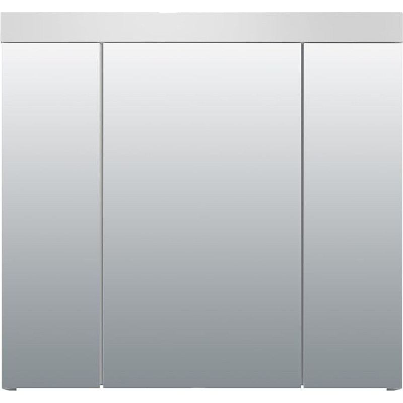 trendteam smart living - Devon - Mirror Cabinet - White - Modern Mirror Cabinet 3 Doors - (W x H x D) 80 x 75 x 16 cm - 9 Compartments and 6 Adjustable Shelves - Scratch-Resistant