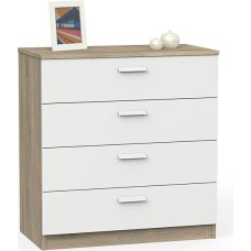 Muebles Pitarch Tibet Collection Chest of Drawers with Metal Guides with Metal Guides White and Cambrian Oak 78 x 74 x 40 cm (Height x Width x Depth)