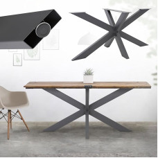 ML-Design Spider Table Frame, 78 x 71 x 150 cm, Anthracite, Cross Frame, X-Design, Table Feet, Furniture Feet, Heavy Duty Table Runners, Steel, Metal Table Legs, DIY Dining Table, Industrial Design,