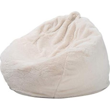Bean Bag Cover Made of Handmade Rabbit Fur, Indoor Bean Bag Cover Lazy Sofas Cover Bean Bag Chairs, Without Filler, White
