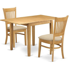 East West Furniture NDVA3-OAK-C Dining Table Set, Wood Foam Linen Fabric, Ndva3-eak-c