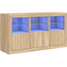 vidaXL Sideboard, Chest of Drawers with Lots of Storage Space, Highboard Cabinet with LED Lights, Sideboard, Side Cabinet, Standing Cabinet, Modern, Sonoma Oak