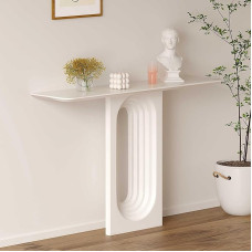 Moderner Konsolen-Akzenttisch für den Eingangsbereich, Eingangstisch mit geometrischem Sockel, Sofatisch hinter der Couch, Akzenttische für den Wohnzimmerflur