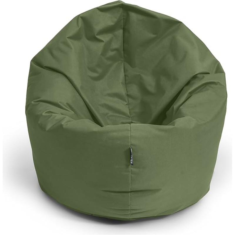 BuBiBag Bean Bag, 2-in-1 Function Seat Cushion with EPS Polystyrene Filling, 32 Colours, Floor Cushion, Armchair, Sofa (100 cm, Khaki)