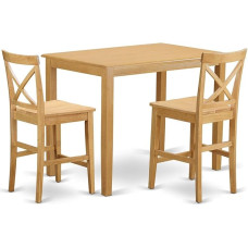 East West Furniture YAPB3-OAK-W 3-Piece Dining Table Set for Kitchen Counter - Rectangular Dining Room Table and 2 Wooden Chairs - 30