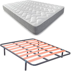 DUÉRMETE ONLINE Complete Bed with Reversible Viscotec Mattress (Winter/Summer) + Basic 6 Leg Slatted Base 150 x 190 cm