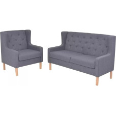 Tidyard 2-Piece Sofa Set Lounge Sofa Upholstered Sofa Set Living Room Sofa Seat Furniture 2-Seater and Armchair Fabric Grey
