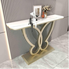 SZPLLZY Console Table Sofa Table Entrance Table with Butterfly Metal Frame Modern Console Accent Table (White A, 100cm)