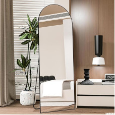 CASSILANDO Arch Full Body Mirror 162 x 53 cm põrandapeegel, Alumiinium sulamist raamiga seisev peegel, täispikkune peegel koos statiiviga, suur seinapeegel magamistoas, garderoobi peegel (must)