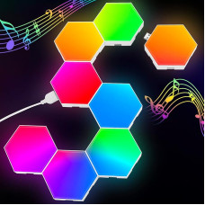 Kuusnurkne LED-paneel - RGB Smart Lights Hexagon Wall Lights Gaming Wall Light Music Sync - 8 Pack Light Panels Gaming Mood Lights Dekoratsioon