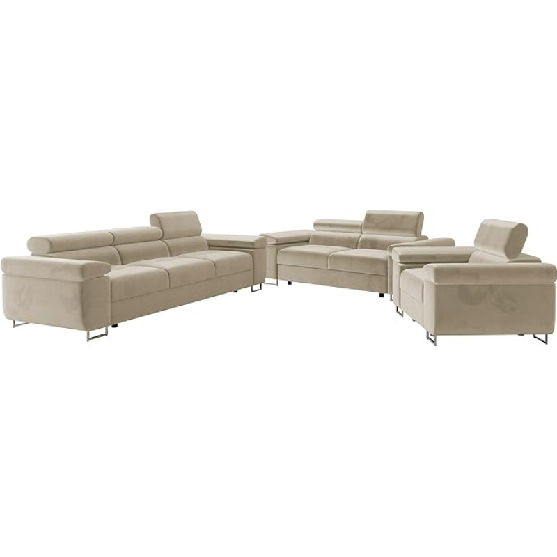 Mirjan24 Torezio 3+2+1 Sofa Set, Sofa Set for Living Room, Couch Set, Living Landscape, Sofas, Couch, Feet Made of Metal Chrome, Sofa (Manila 02)