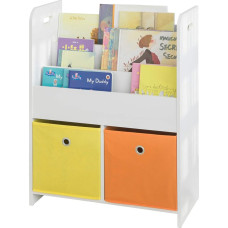 SoBuy KMB27-W Children's Bookcase with 3 Storage Compartments and 2 Fabric Boxes Toy Shelf Storage Shelf for Children Toy Organiser White W x H x D x H x D x H x D x H x D x H x W x H x D x H x D x