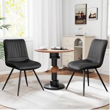 YUUIJOAA Dining Room Chairs, Set of 2, PU Faux Leather Modern Upholstered Chairs with Backrest for Dining Room/Restaurant/Living Room (Black, 2 Pieces)