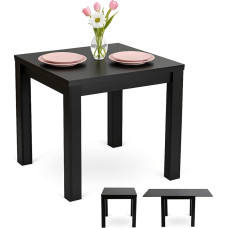 MEBEL ELITE Extendable Dining Table 80-160 cm - Kitchen Table Small & Dining Room Table Square in Black - Modern Loft Style Table with Metal Frame & Sturdy Wooden Top