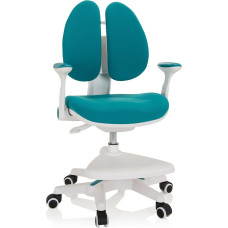 hjh OFFICE 736416 Children's Desk Chair Kid Wing Fabric Children's Desk Chair with Footrest, Folding Armrests, Blue/White