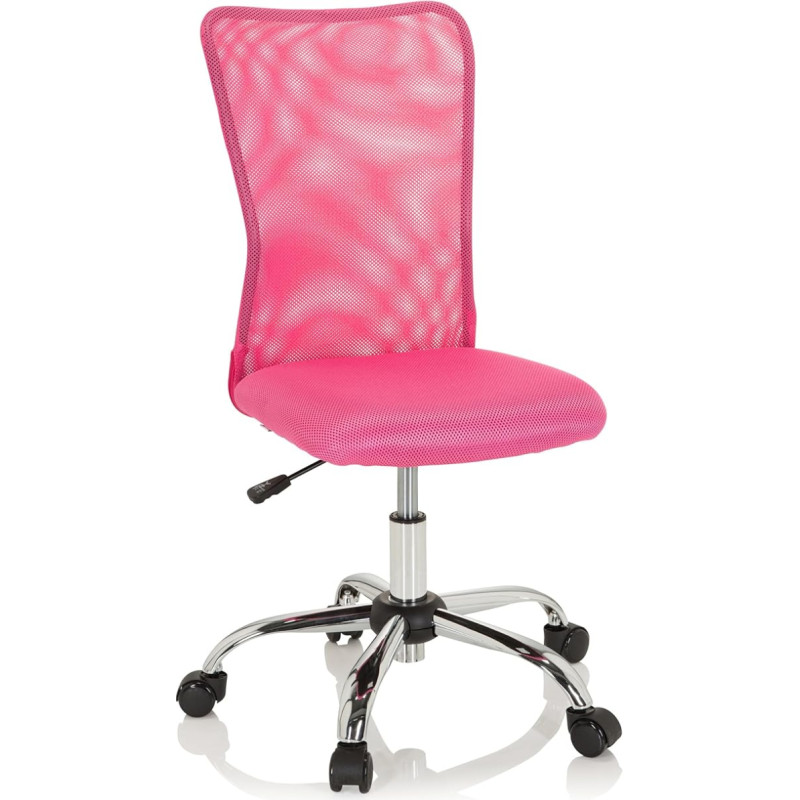 hjh OFFICE Kiddy Net I 691017 Children's Swivel Chair Fabric / Mesh Pink Children's Desk Chair Grows with Your Child without Armrests