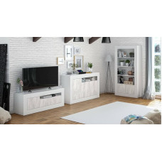 Dmora - Thornton Sideboard, Living Room Wardrobe, Living Room Buffet with Compartments, TV Stand, Modern Sideboard with 3 Doors, 144 x 42 x 87 cm, White